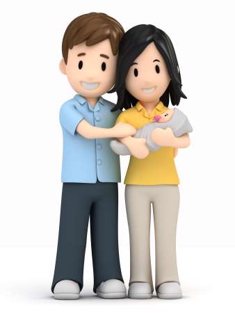 3d render of a happy family