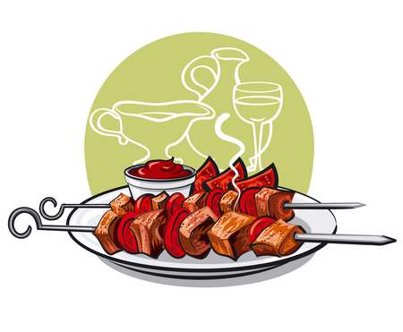 grilled meat kebab