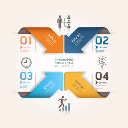 Modern arrow origami style number options banner. Vector