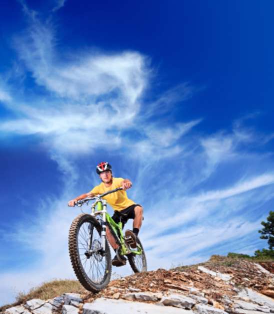 Person riding a mountiain bike