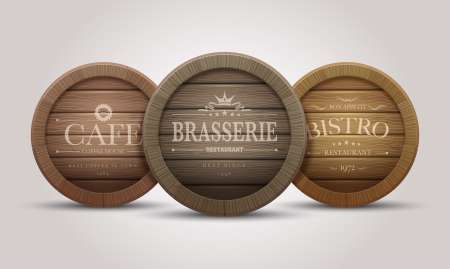 Wooden barrel signboards