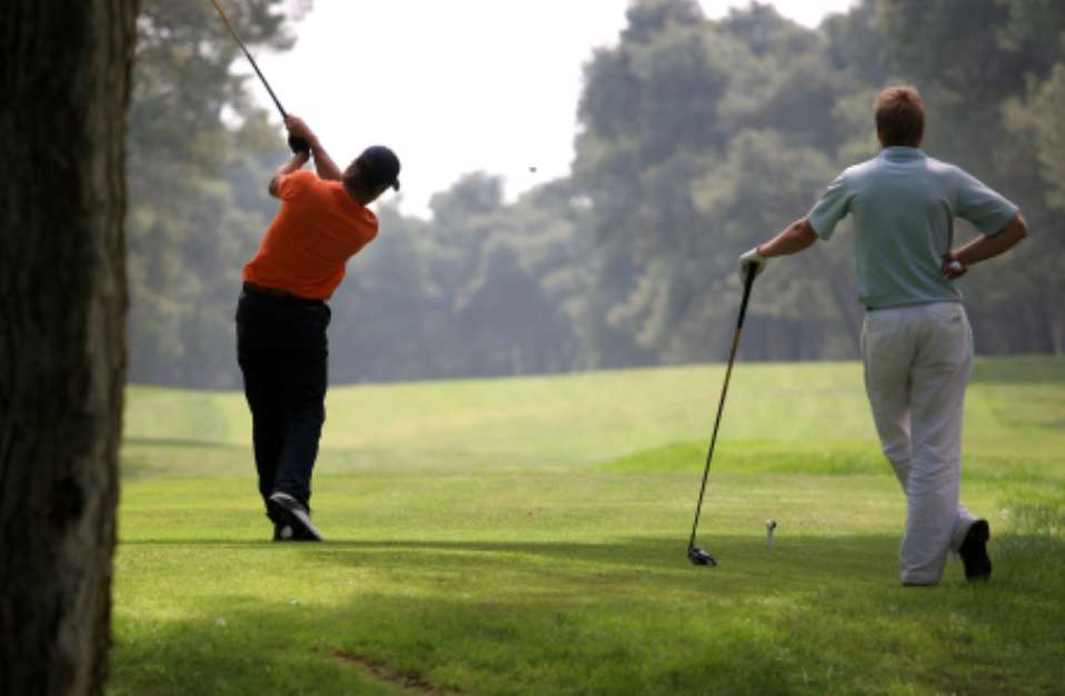 golf swing in riva dei tessali golf course, italy