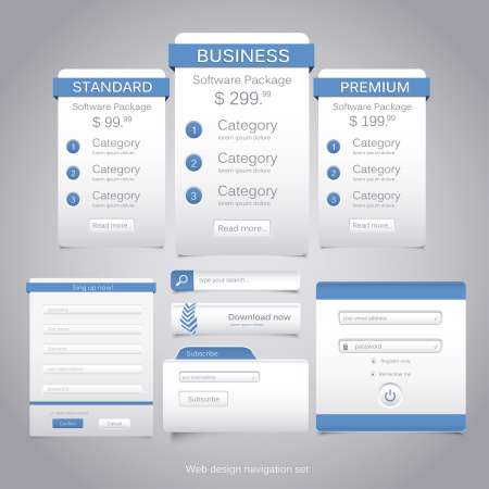 Web design navigation set. Vector
