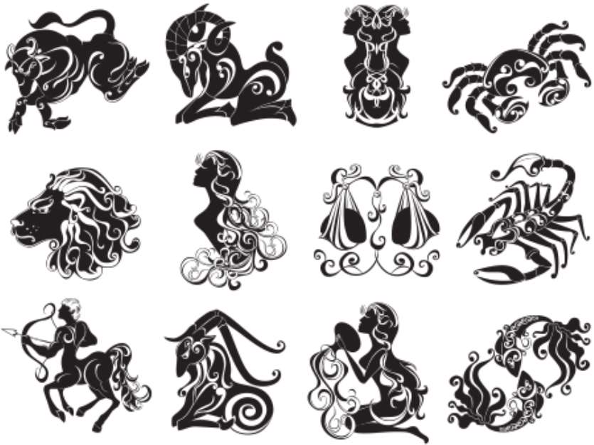 Zodiac Star Signs set . Vector set astrology sign.