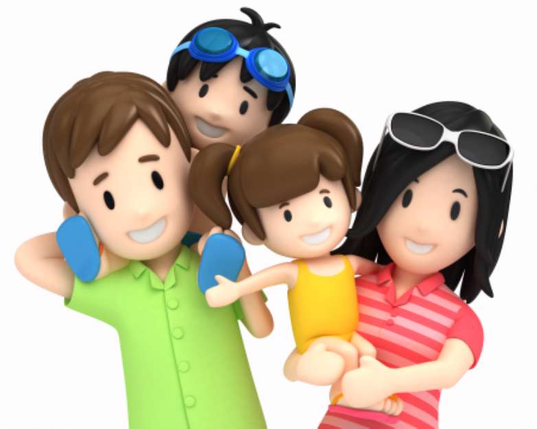 3d render of a family in swim wear