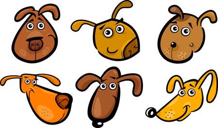 Cartoon funny dogs heads set