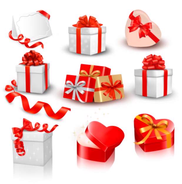 Set of colorful vector gift boxes with bows