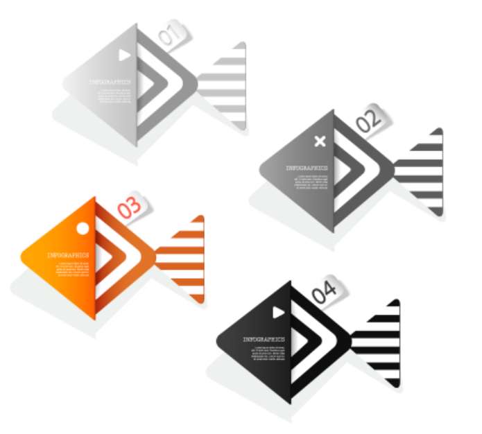 Set of fish shaped paper objects with place for your text.