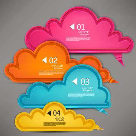 Colorful paper speech bubble. Numbered banners. Vector template