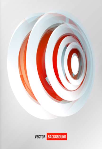 Vector circles abstract logo. Red and white sign