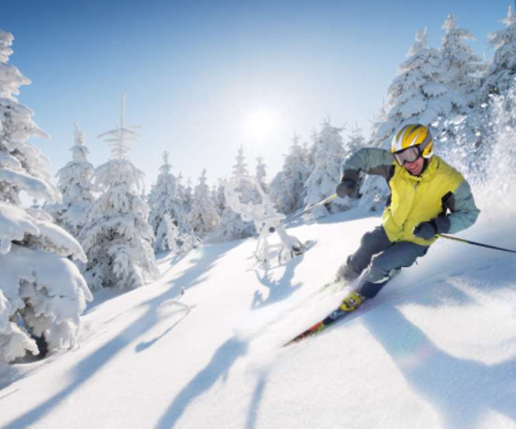 skier in mountains - european style