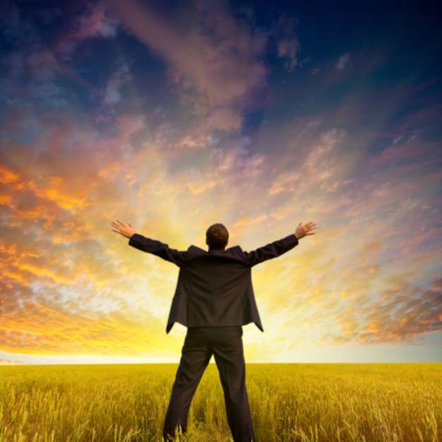 businessman on field