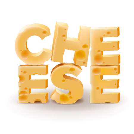 Word Cheese written with cheese, vector Eps10 illustration.