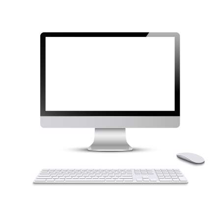 Monitor with keyboard and computer mouse