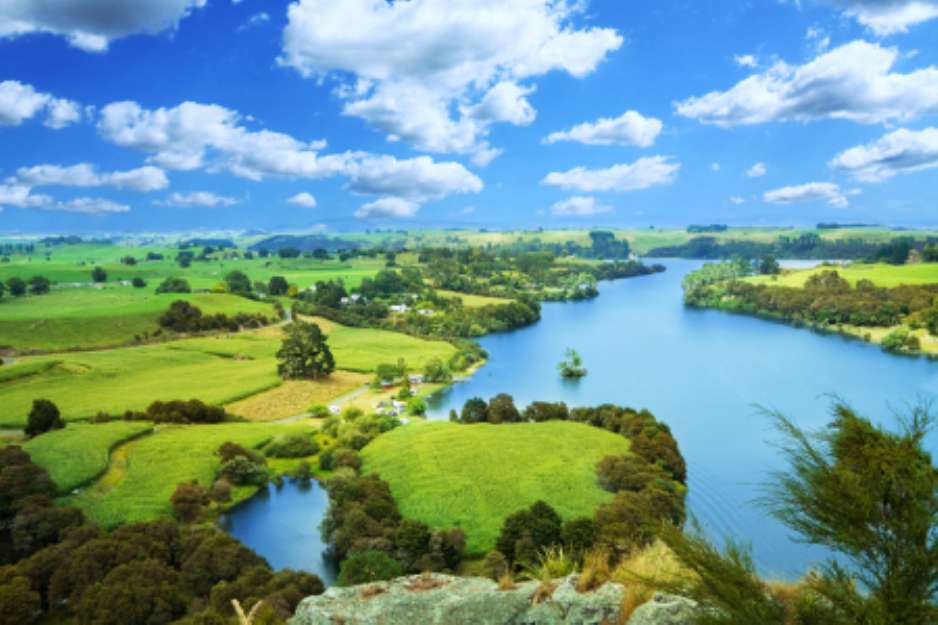 Picturesque landscape with river