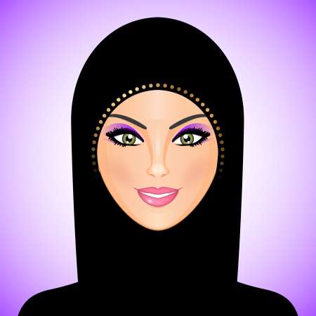 Vector illustration of arab woman in black
