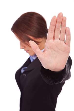 business woman making stop sign