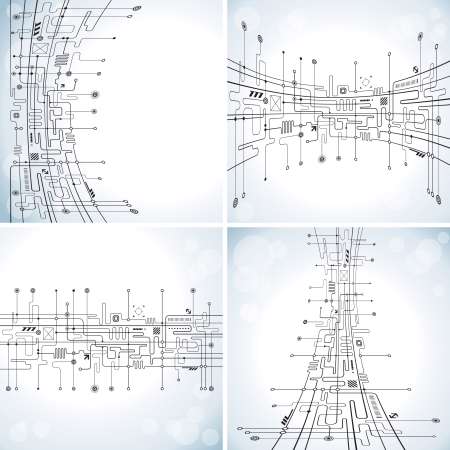Set of abstract technology circuit background.