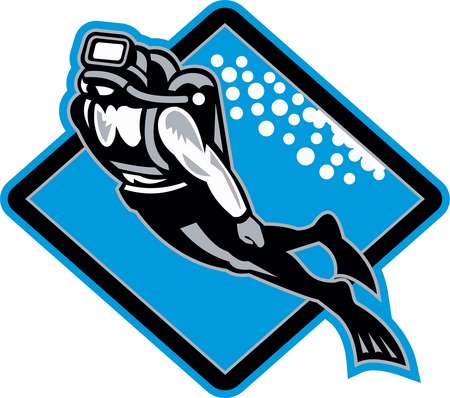 Scuba Diver Diving Retro