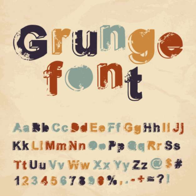 Retro grunge font. Vector illustration.