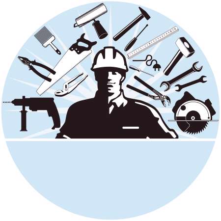 Handwerker Zeichen mit Werkzeug