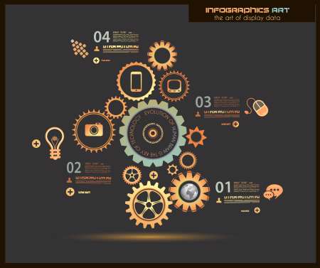 Infographic design template with gear chain.
