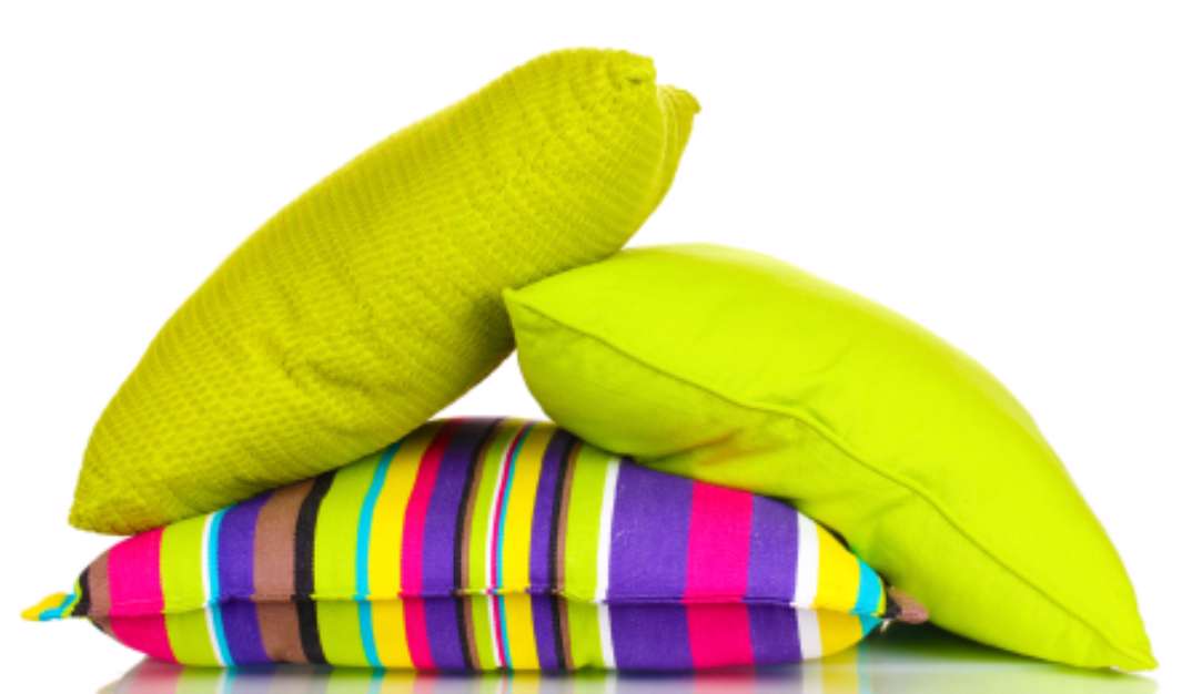 Bright color pillows isolated on white