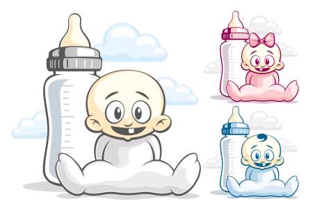 Babes and feeding bottle
