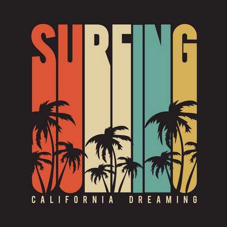 California surf typography, t-shirt graphics , vectors
