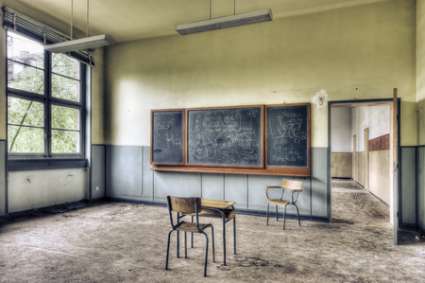 FRANCE - JULY 08: Abandoned classroom on July 08, 2012 somewhere in France