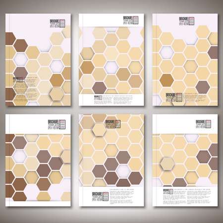 Geometric backgrounds, abstract hexagonal patterns. Brochure, flyer or report for business, templates vector.