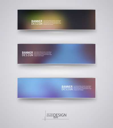 Business design templates. Set of Banners with Multicolored Blurred Backgrounds. Unfocused Abstract Modern Vector Illustration.