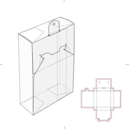 Box with Ear-Hook, Hanging Loop and Die Cut Template