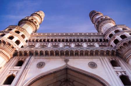 A interesting perspective to the heritage building mosque at Hyderabad, charminar