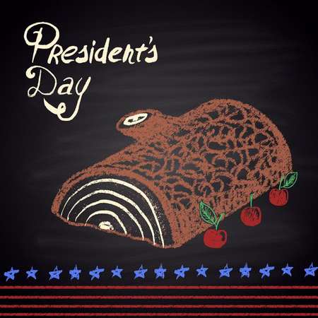 Colorful illustration with cherry pie for President&#39;s Day.
