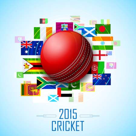 illustration of cricket ball with different participating countries flag