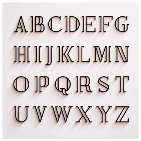 Vector latin alphabet with shadow effect