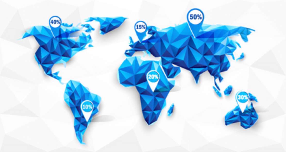 World map abstract geometric shapes, polygonal graphic. Vector illustration