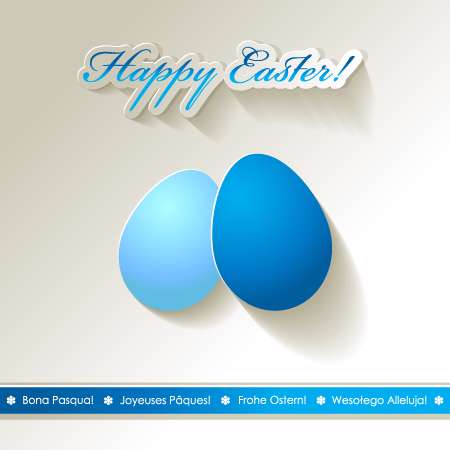 Happy Easter eggs scrapbook postcard white blue 