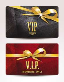 VIP cards with gold ribbons