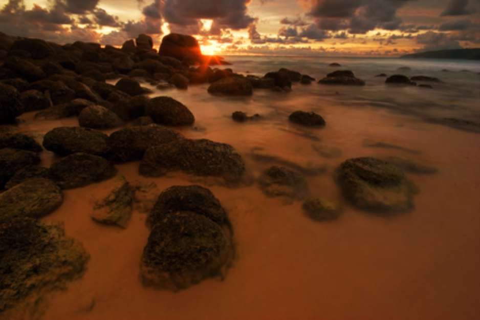 Tropical sunset. Karon beach. Phuket island. Kingdom Thailand