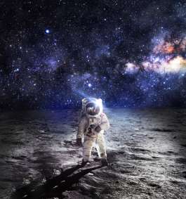 Astronaut on the Moon - Elements of this Image Furnished by NASA