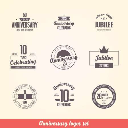 Anniversary logos set. Eps10 illustration.