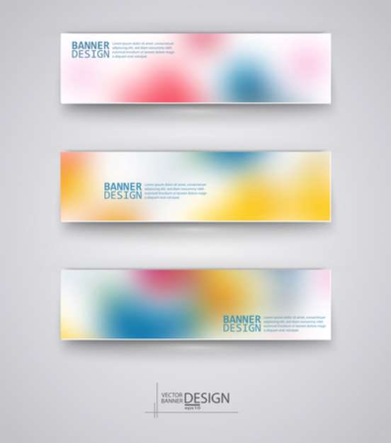 Business design templates. Set of Banners with Multicolored Blured Backgrounds. Unfocused Abstract Modern Vector Illustration.