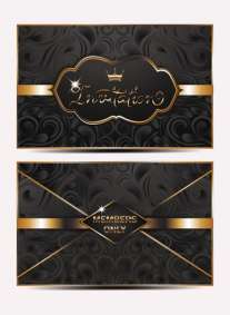 Elegant vintage gold vip invitation envelope with floral design