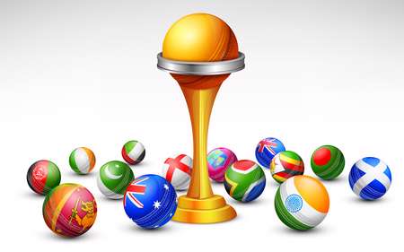 illustration of cricket bat of different participating countries