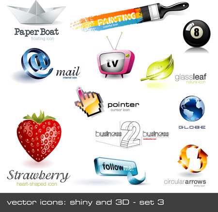 vector icons: shiny and 3d - set 3 Please visit my portfolio for similar images!