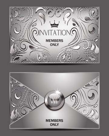 Silver vip invitation envelope with floral design