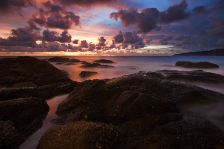 Tropical sunset. Karon beach. Phuket island. Kingdom Thailand