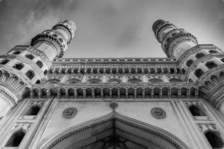 A interesting perspective to the heritage building mosque at Hyderabad, charminar